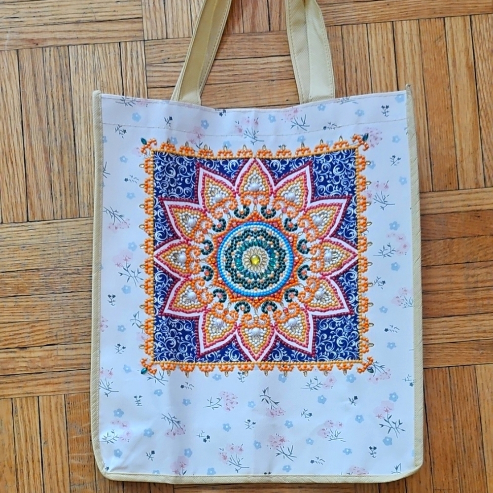 Embroidered Floral Tote Bag, Diamond art pictures and Crochet mini rugs!